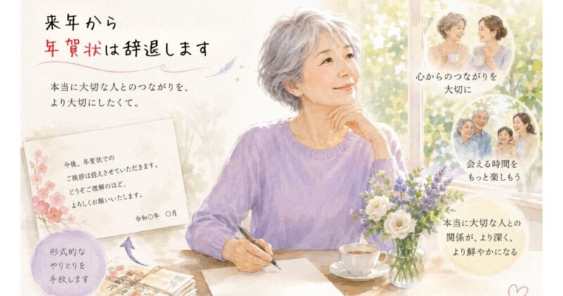 年賀状じまいを検討すシニア女性