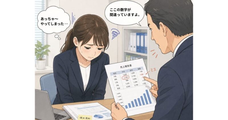 ミスをして怒らている様子